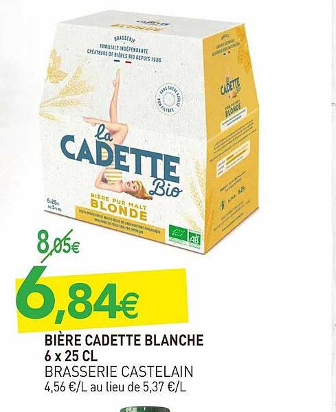 bière cadette blanche 6 x 25 cl brasserie castelain