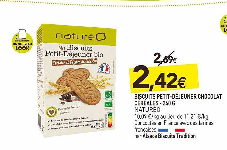 biscuits petit-déjeuner chocolat céréales - 240 g