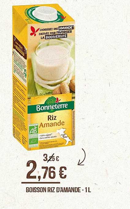 boisson riz d'amande - 1 l bonneterre
