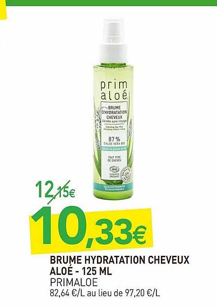 brume hydratation cheveux aloé - 125 ml primaloé