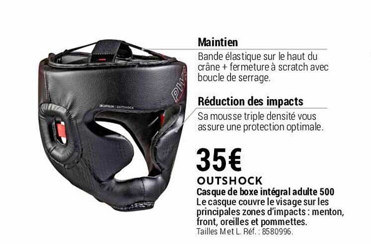 casque de boxe intégral adulte 500 outshock