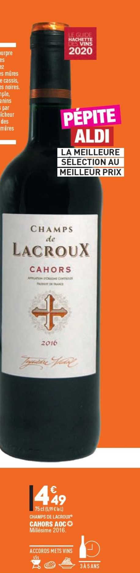 champs de lacroux cahors aoc millésime 2016