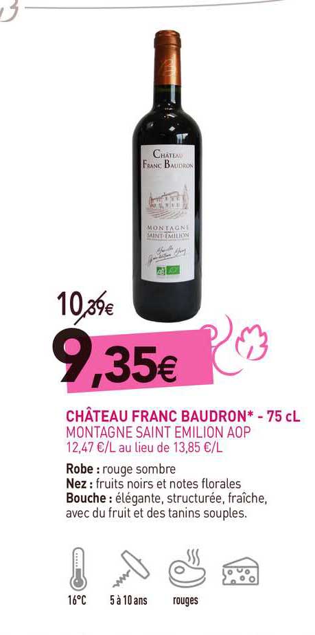 Château Franc Baudron - 75 Cl Montagne Saint émilion Aop