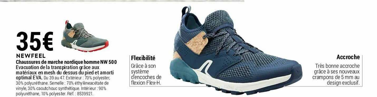chaussures de marche nordique homme nw 500 newfeel