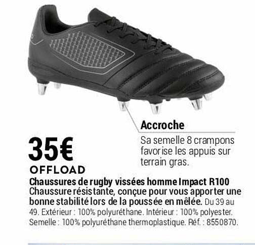 chaussures de rugby vissées homme impact r100 offload