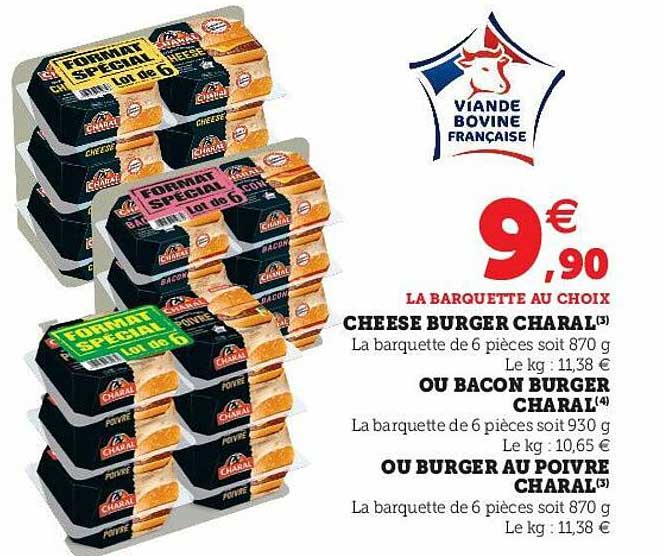 Cheese Burger Charal Ou Bacon Burger Charal Ou Burger Au Poivre Charal