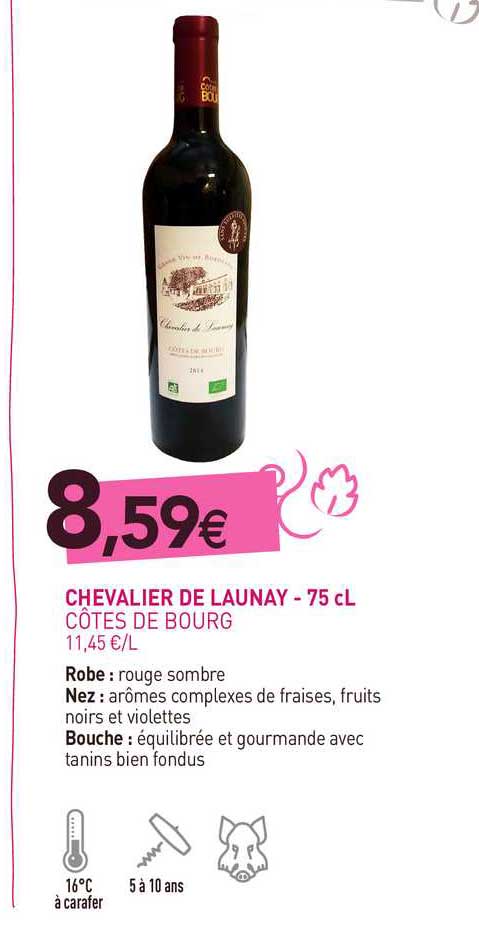 chevalier de launay - 75 cl côtes de bourg