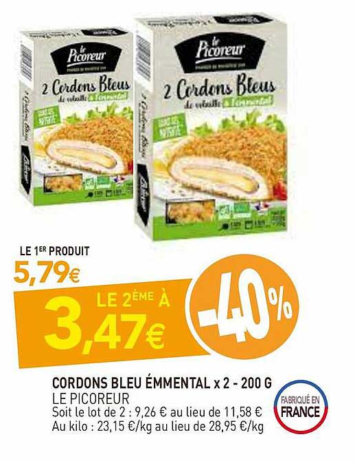 cordons bleu émmental x2 - 200g le picoreur