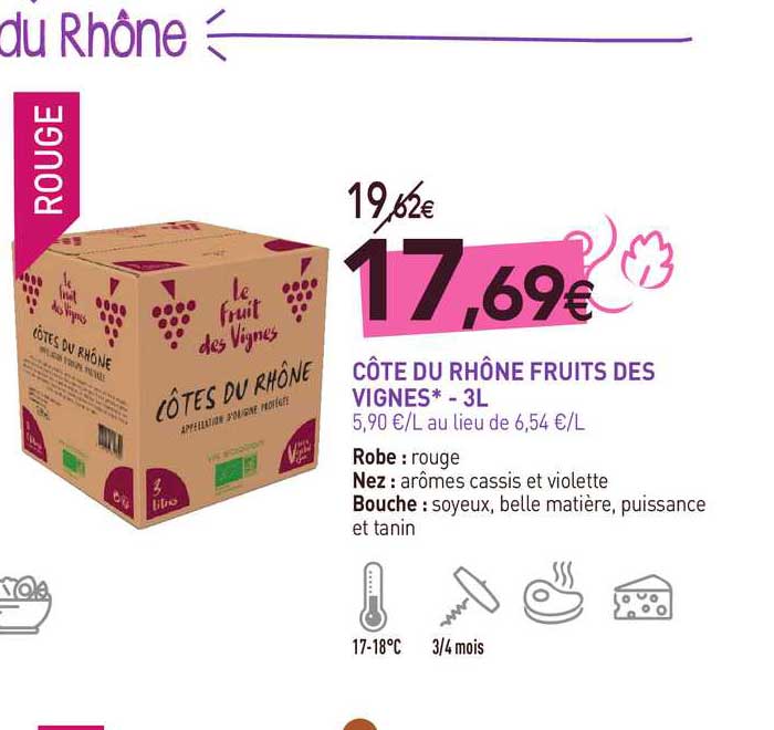 côte du rhône fruits de vignes - 3l