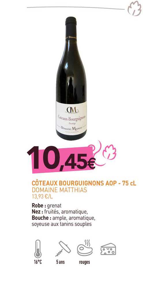 côteaux bourguignons aop - 75 cl domaine matthias