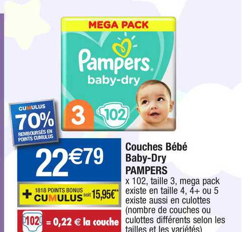 couches bébé baby-dry pampers