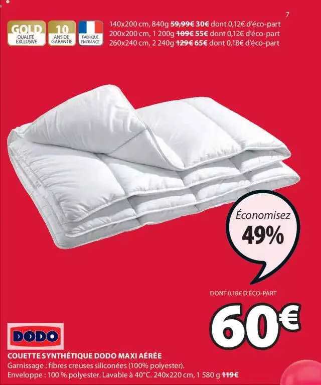 Couette Synthétique Dodo Maxi Aérée