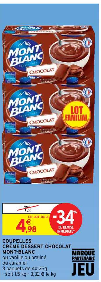 coupelles crème dessert chocolat mont-blanc