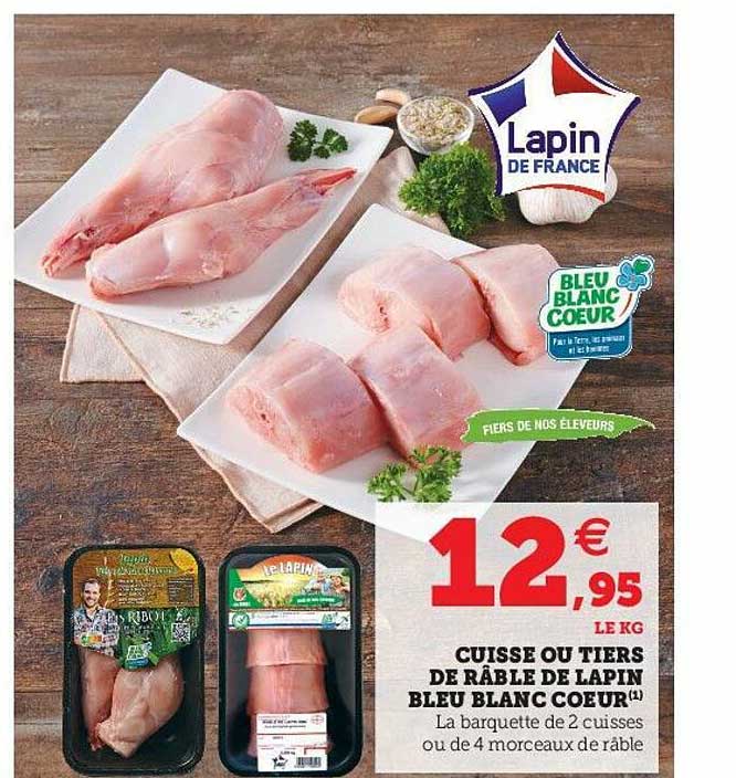 cuisse ou tiers de râble de lapin bleu blanc cœur