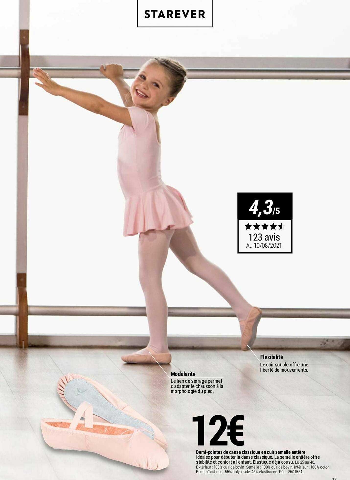 demi-pointes de danse classique en cuir semelle entière