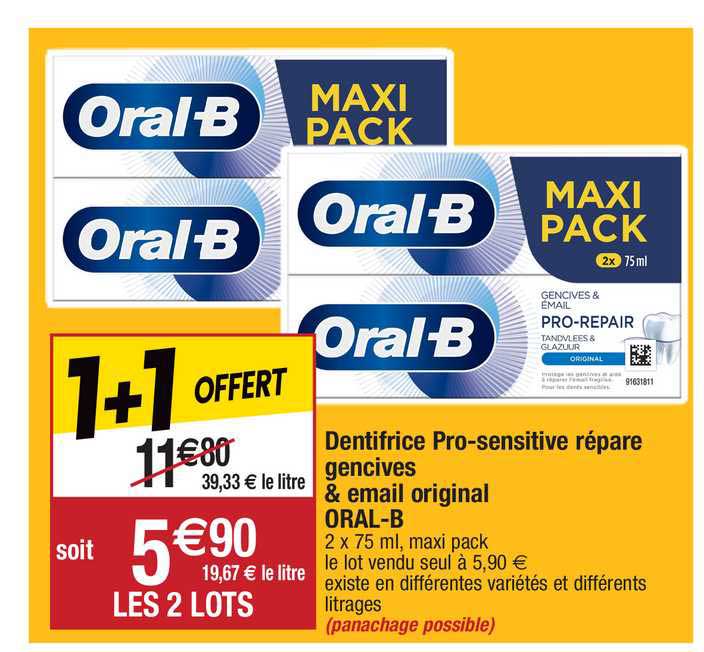 dentifrice pro-sensitive répare gencives & email original oral-b