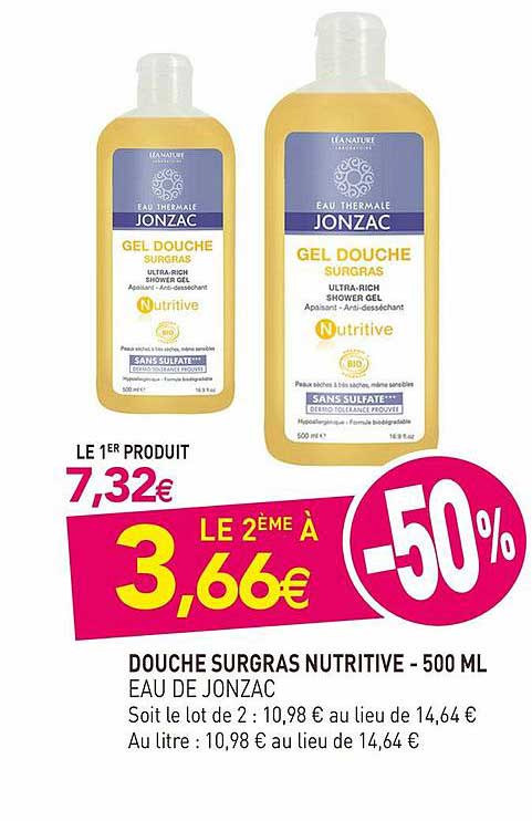 douche surgras nutritive - 500 ml eau de jonzac