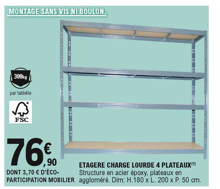 étagère charge lourde 4 plateaux