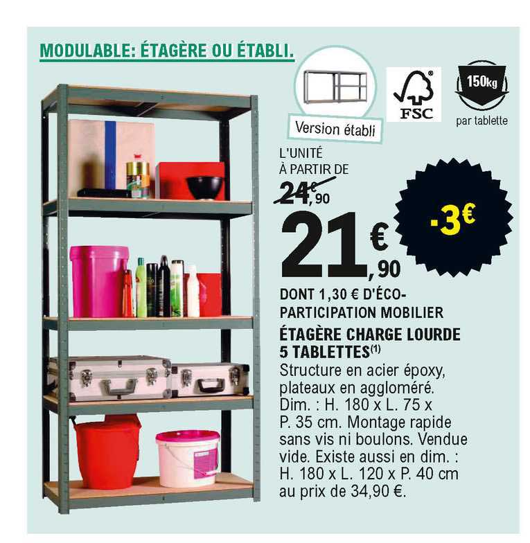 étagère Charge Lourde 5 Tablettes