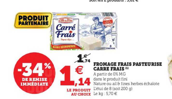 Fromage Frais Pasteurisé Carré Frais