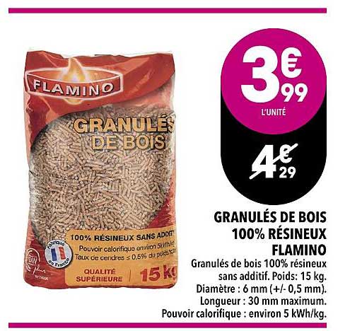 granulés de bois 100% résineux flamino