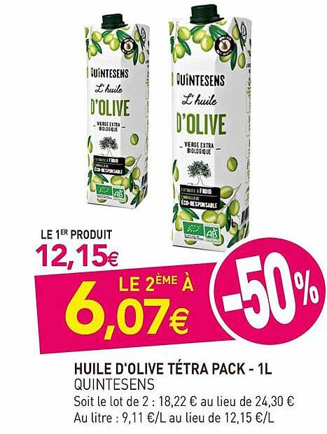 Huile D'olive Tétra Pack - 1l Quintesens