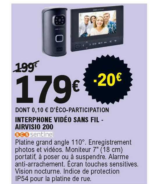 interphone vidéo sans fil - airvisio 200 scs sentinel