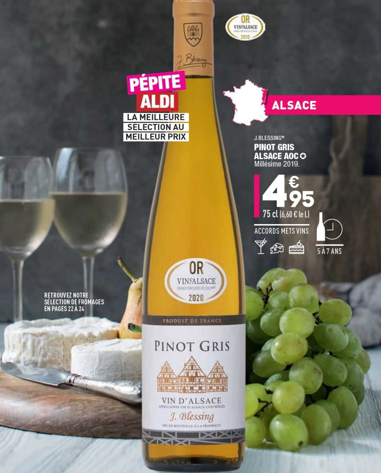 j.blessing pinot gris alsace aoc millésime 2019.