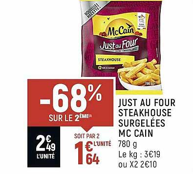 just au four steakhouse surgelées mc cain