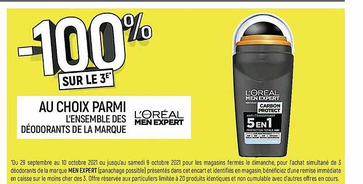 l'ensemble des déodorants de la marque l'oréal men expert