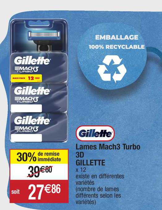 lames mach3 turbo 3d gillette