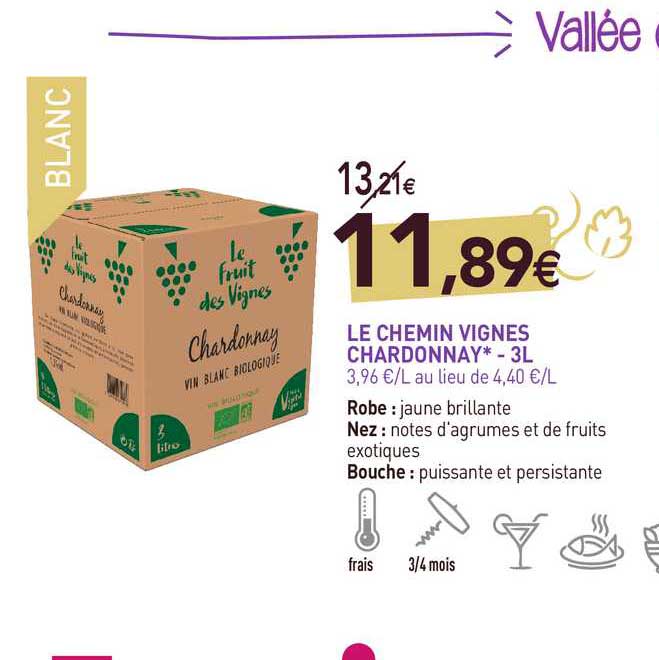 le chemin vignes chardonnay - 3l