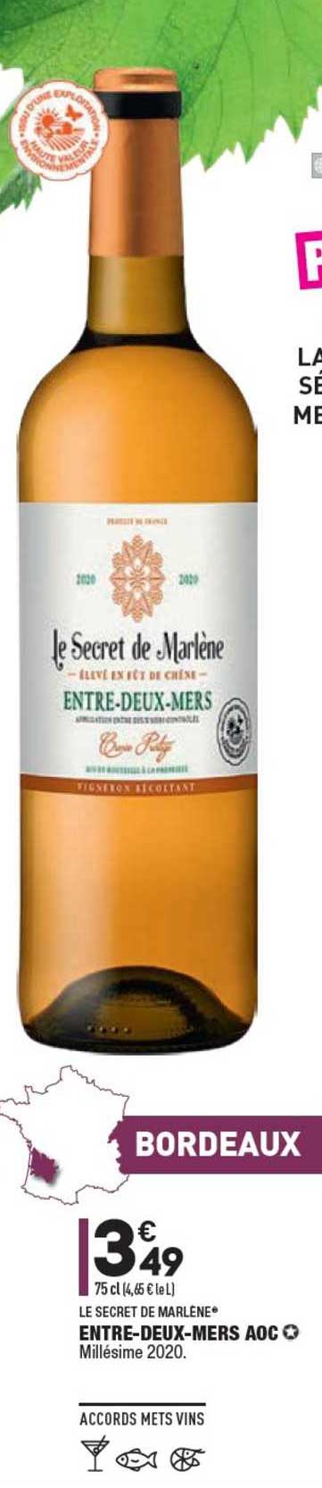 le secret de marlene entre-deux-mers aoc millésime 2020
