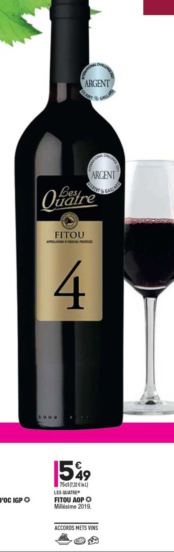 les quatre fitou aop millésime 2019