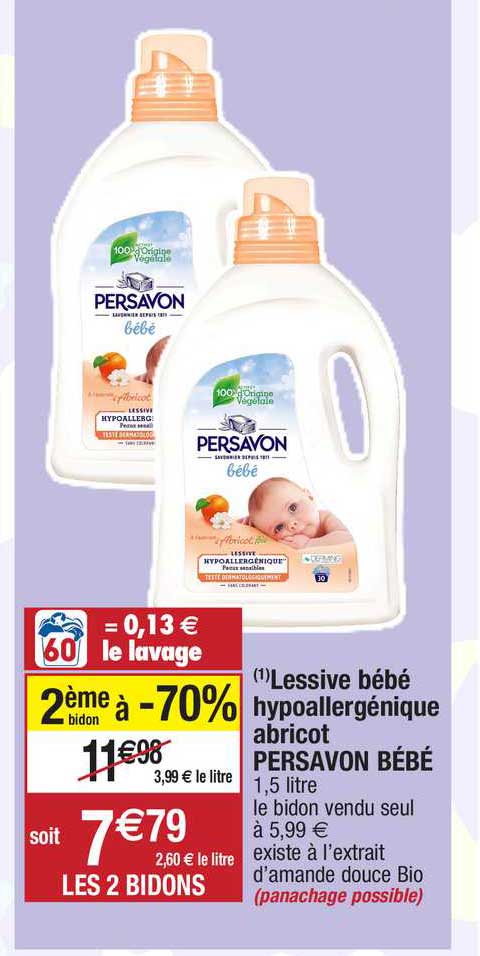 Lessive Bébé Hypoallergénique Abricot Persavon Bébé