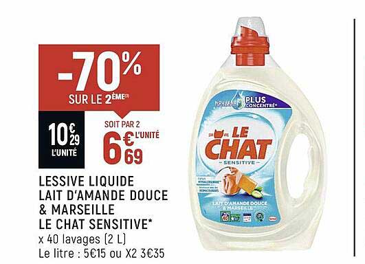 lessive liquide lait d'amande douce & marseille le chat sensitive