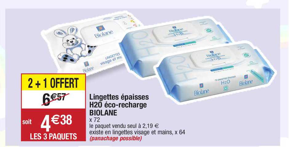 lingettes épaisses h20 éco-recharge biolane