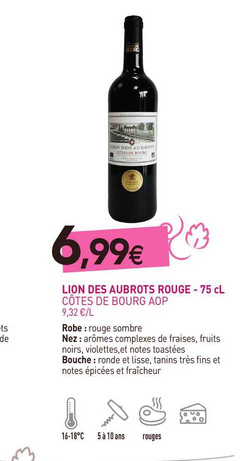 lion des aubrots rouge - 75 cl côtes de bourg aop