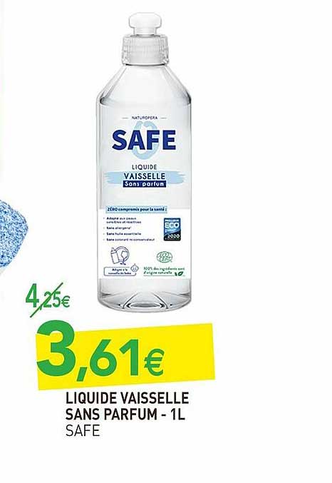 liquide vaisselle sans parfum - 1 l safe
