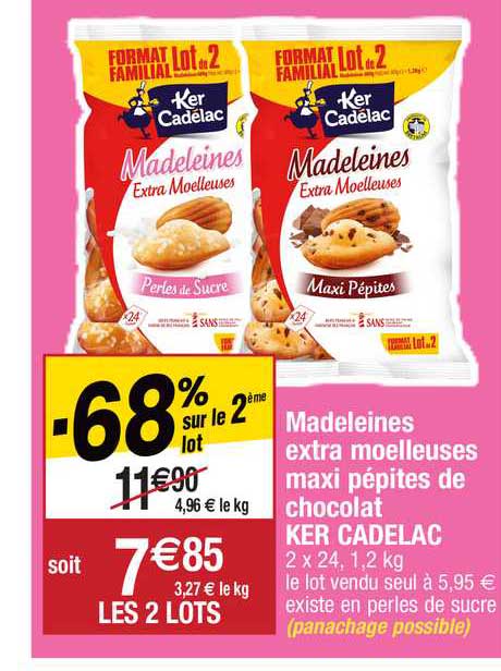 madeleines extra moelleuses maxi pépites de chocolat ker cadelac