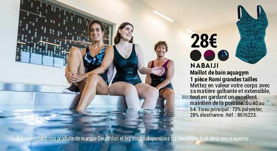 maillot de bain aquagym 1 pièce romi grandes tailles nabaiji