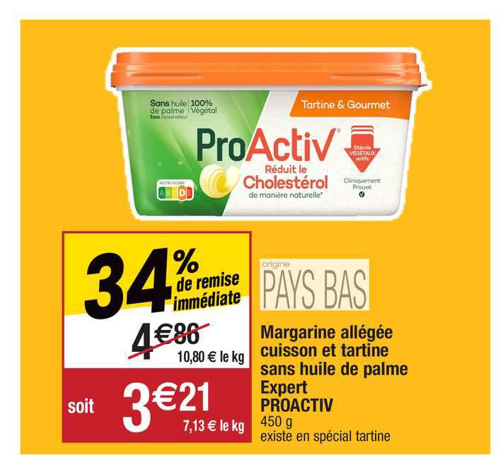 margarine allégée cuisson et tartine sans huile de palme expert proactiv