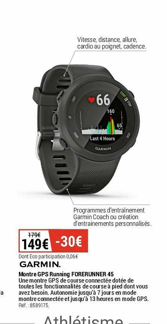 montre gps running forerunner 45 garmin