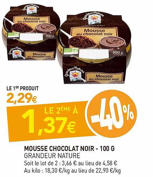 mousse chocolat noir - 100 g grandeur nature