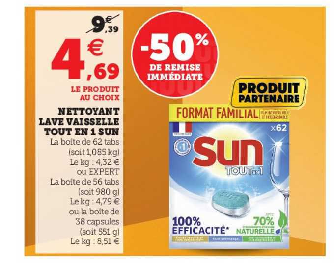 nettoyant lave vaisselle tout en 1 sun