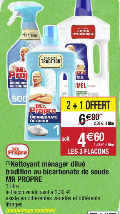 nettoyant ménager dilué tradition au bicarbonate de soude mr propre
