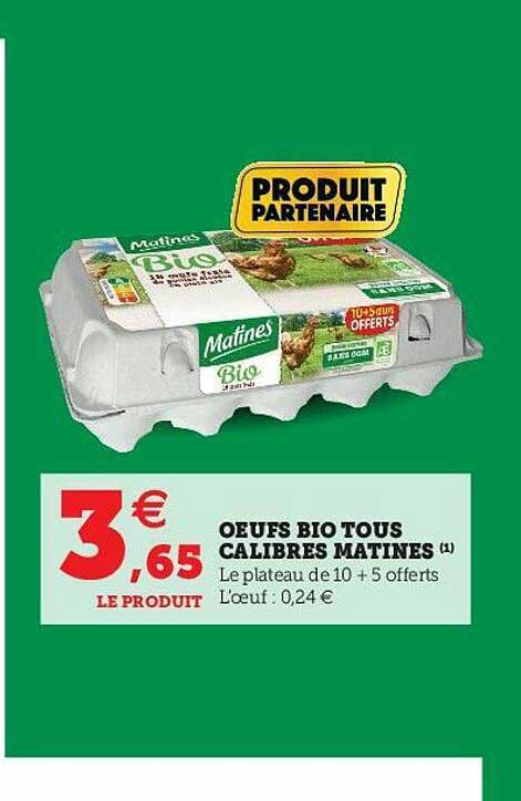 oeufs bio tous calibres matines