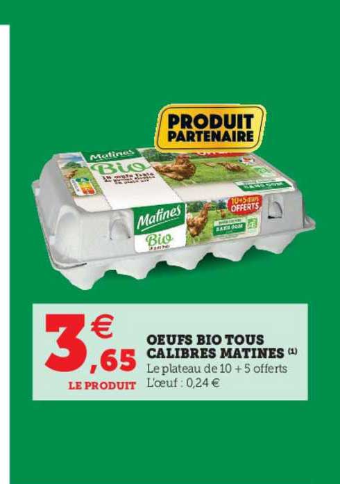 oeufs bio tous calibres matines