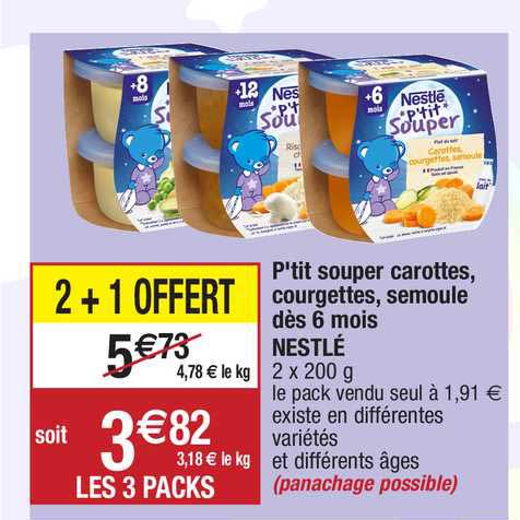 p'tit souper carottes, courgettes, semoule dès 6 mois nestlé
