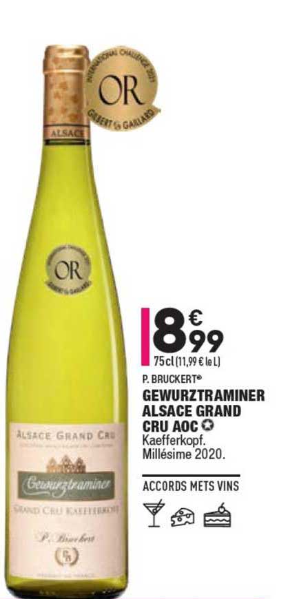 p. bruckert gewurztraminer alsace grand cru aoc kaefferkopf millésime 2020.